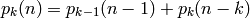 p_k(n)=p_{k-1}(n-1) + p_k(n-k)