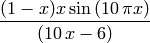 \frac{{\left(1-x \right)} x \sin\left(10 \, \pi x\right)}{{\left(10 \, x - 6\right)}}